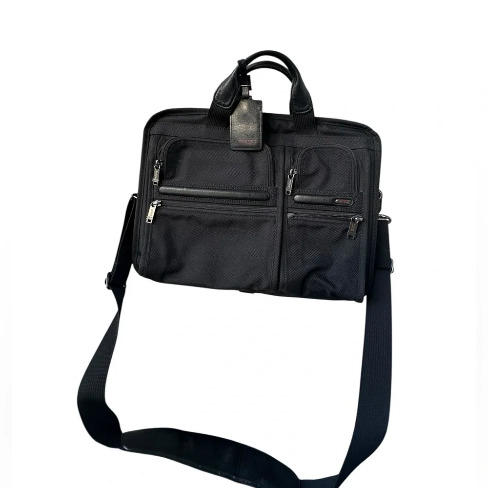 TUMI T-Pass Laptop Briefcase Black Ballistic Nylon Shoulder Bag